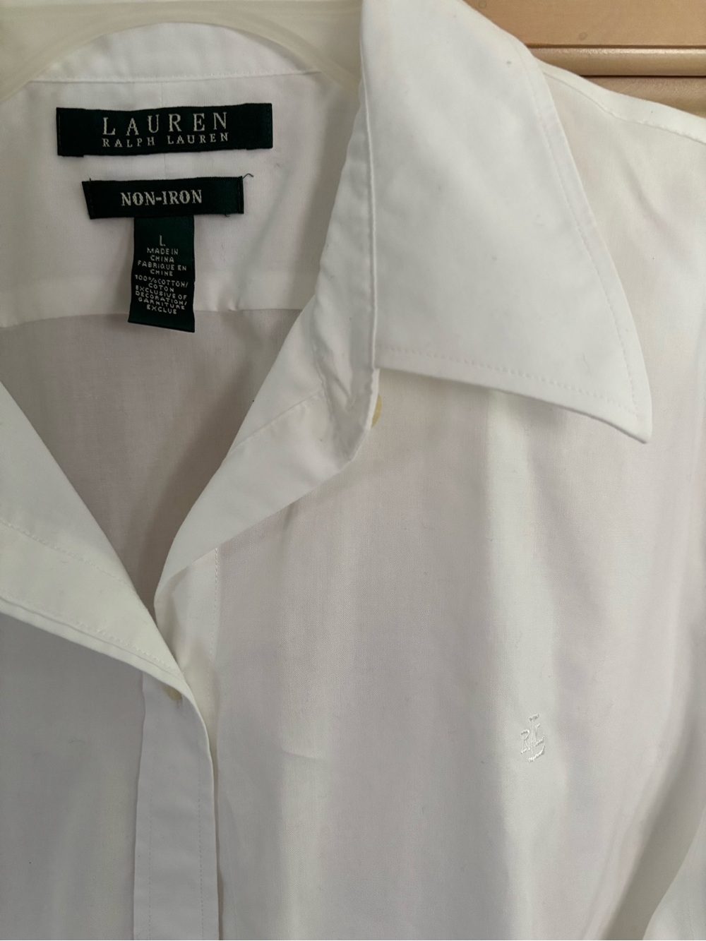 Ralph Lauren No Iron White Women’s Long-Sleeve Button-Up Shirt - Picture 3 of 3
